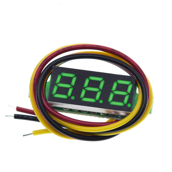 0.28 inch 3-wire Digital DC Voltmeter Head Digital Display Adjustable Three-wire DC0-100V Battery Voltmeter - Blue