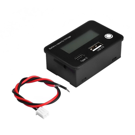 DC8-30V USB Type-C Lead Acid Lithium Battery Charge Capacity Indicator Car Motorcycle Digital Voltmeter Voltage Tester Meter Too - Green