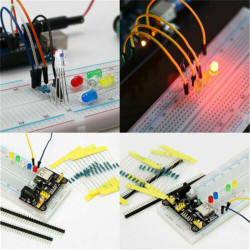 Full DIY Electronic Kit 830 Breadboard Jumper Wire Power Supply Capacitor LED Light ArduinoUNO Nano Mega Basic Starter Kit