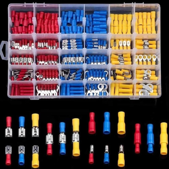 480/300/280Pcs Assorted Spade Terminals Insulated Cable Connector Electrical Wire Crimp Butt Ring Fork Set Ring Lugs Rolled Kit - 280pcs