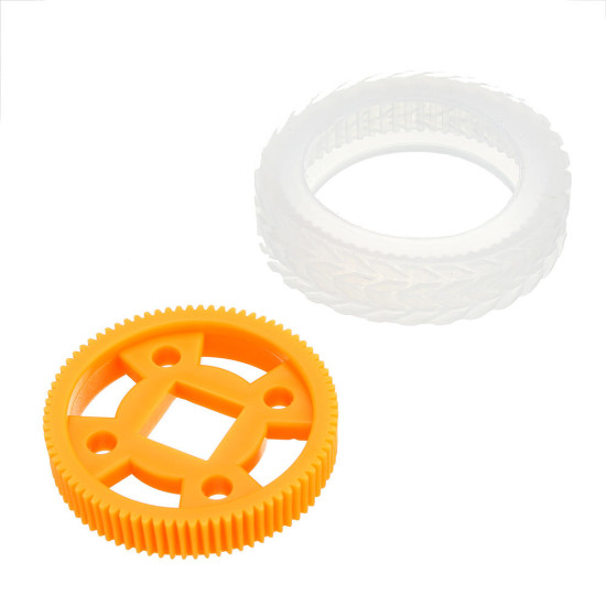 47*12mm/47*21mm 64T Transparent Tire Orange Rubber Wheel for Smart Robot Chassis Car - 21mm