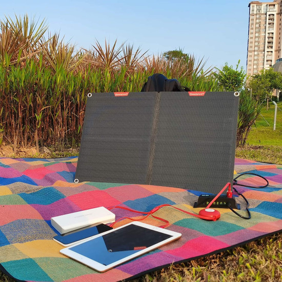 ETFF 12V 60W Folding Solar Panel 30A 60A 100A Waterproof Outdoor Battery Charger for Mobile Phones Power Bank Camera Tablet PC Car With PD QC3.0 MTTP Controller - 30A
