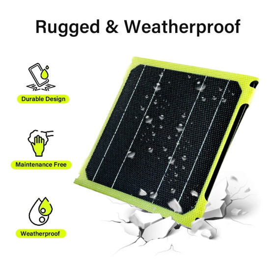 Outdoor Powerful Flexible Solar Panel 5V 28W Portable Battery Mobile Phone Charge PD QC 3.0 9V 12V for USB-A+USB-C Cells Power Bank - 3-Fold Green