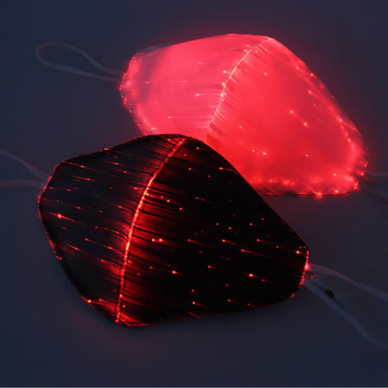 LED Colorful Luminous EL Mask Fiber Fabric Cool Mask Personality Chargeable Dustproof Halloween Glow Party KTV Props - White