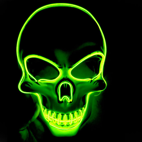 Halloween Skeleton Mask LED Scary EL-Wire Mask Light Up Festival Cosplay Costume Supplies Party Mask - Orange