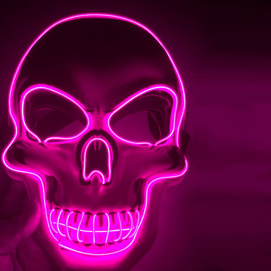 Halloween Skeleton Mask LED Scary EL-Wire Mask Light Up Festival Cosplay Costume Supplies Party Mask - Orange