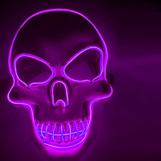 Halloween Skeleton Mask LED Scary EL-Wire Mask Light Up Festival Cosplay Costume Supplies Party Mask - Orange