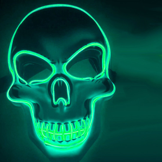 Halloween Skeleton Mask LED Scary EL-Wire Mask Light Up Festival Cosplay Costume Supplies Party Mask - Orange
