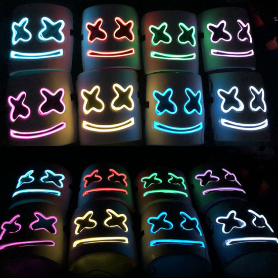 DJ Marshmallo LED Mask Luminous Helmet DIY Bar Music Party Masks Cosplay Props - Orange