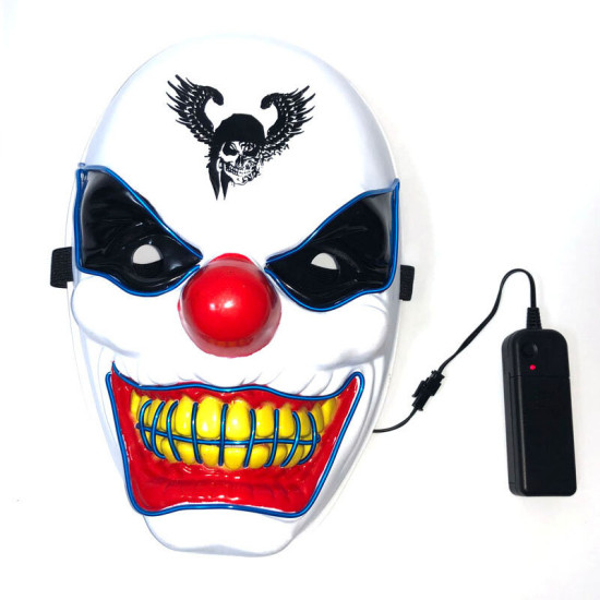 New Clown El Cold Light Glowing LED Fluorescent Mask Halloween Tricky Scary Spoof Horror Glowing Props -  Red