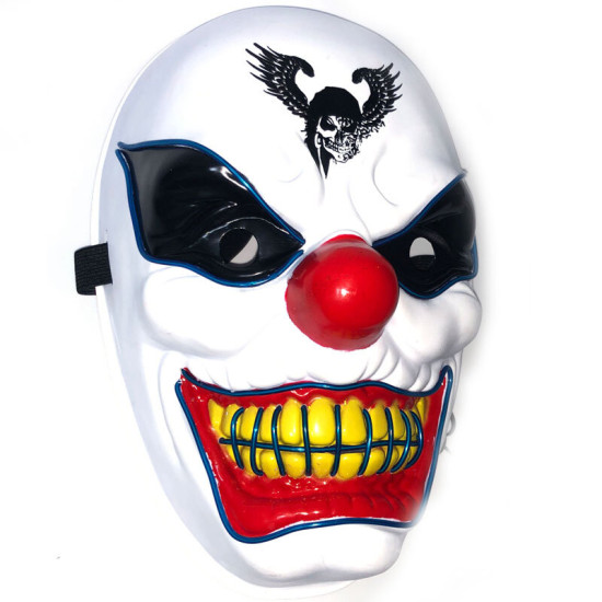 New Clown El Cold Light Glowing LED Fluorescent Mask Halloween Tricky Scary Spoof Horror Glowing Props -  Red