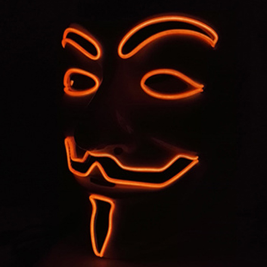 EL Wire 10 Colors Optional Glowing Mask for VENDETTA Halloween Cosplay Party Mask - Orange