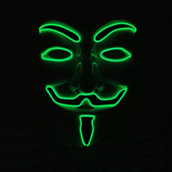 EL Wire 10 Colors Optional Glowing Mask for VENDETTA Halloween Cosplay Party Mask - Orange