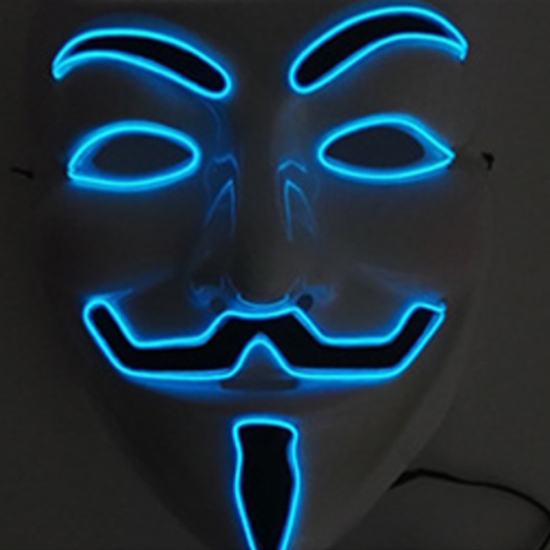 EL Wire 10 Colors Optional Glowing Mask for VENDETTA Halloween Cosplay Party Mask - Orange