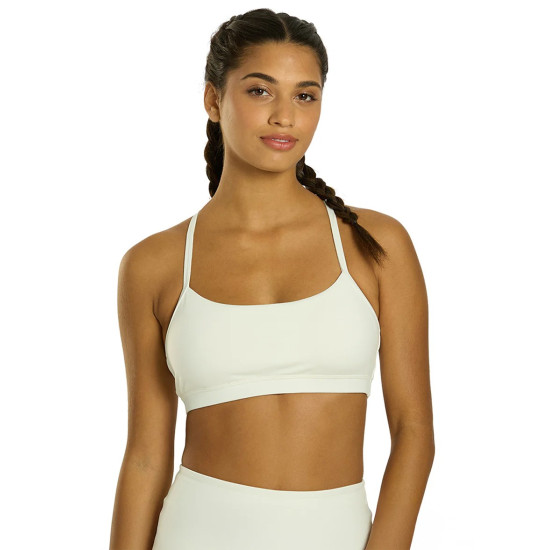 Delight Solid Racer Back Sports Bra - Oatmeal