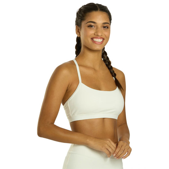 Delight Solid Racer Back Sports Bra - Oatmeal