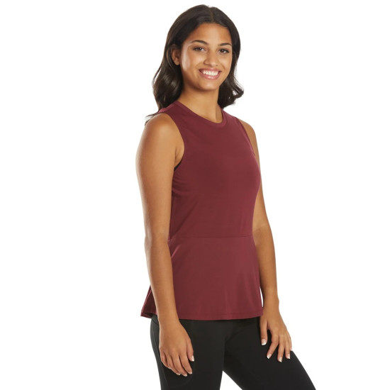 Blossom Solid Peplum Layering Muscle Tank – Zinfandel