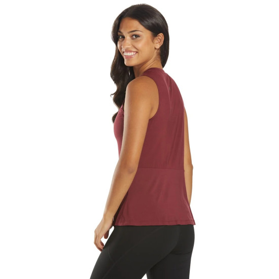 Blossom Solid Peplum Layering Muscle Tank – Zinfandel