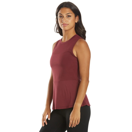 Blossom Solid Peplum Layering Muscle Tank – Zinfandel