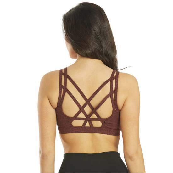 Radiant Cheetah Strappy Back Sports Bra - Burgundy Cheetah 
