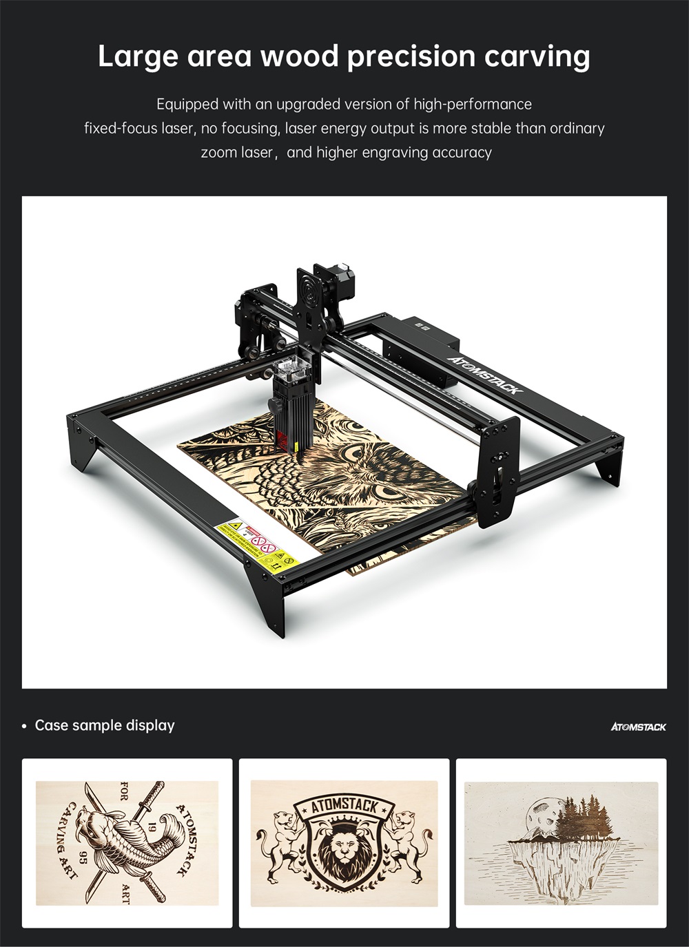 ATOMSTACK A5 M40 Laser Engraving Machine Wood Cutting Upgraded Design Desktop DIY Laser Engraver Design Support For Windows/MAC Ultra-Fine Laser Focal Area