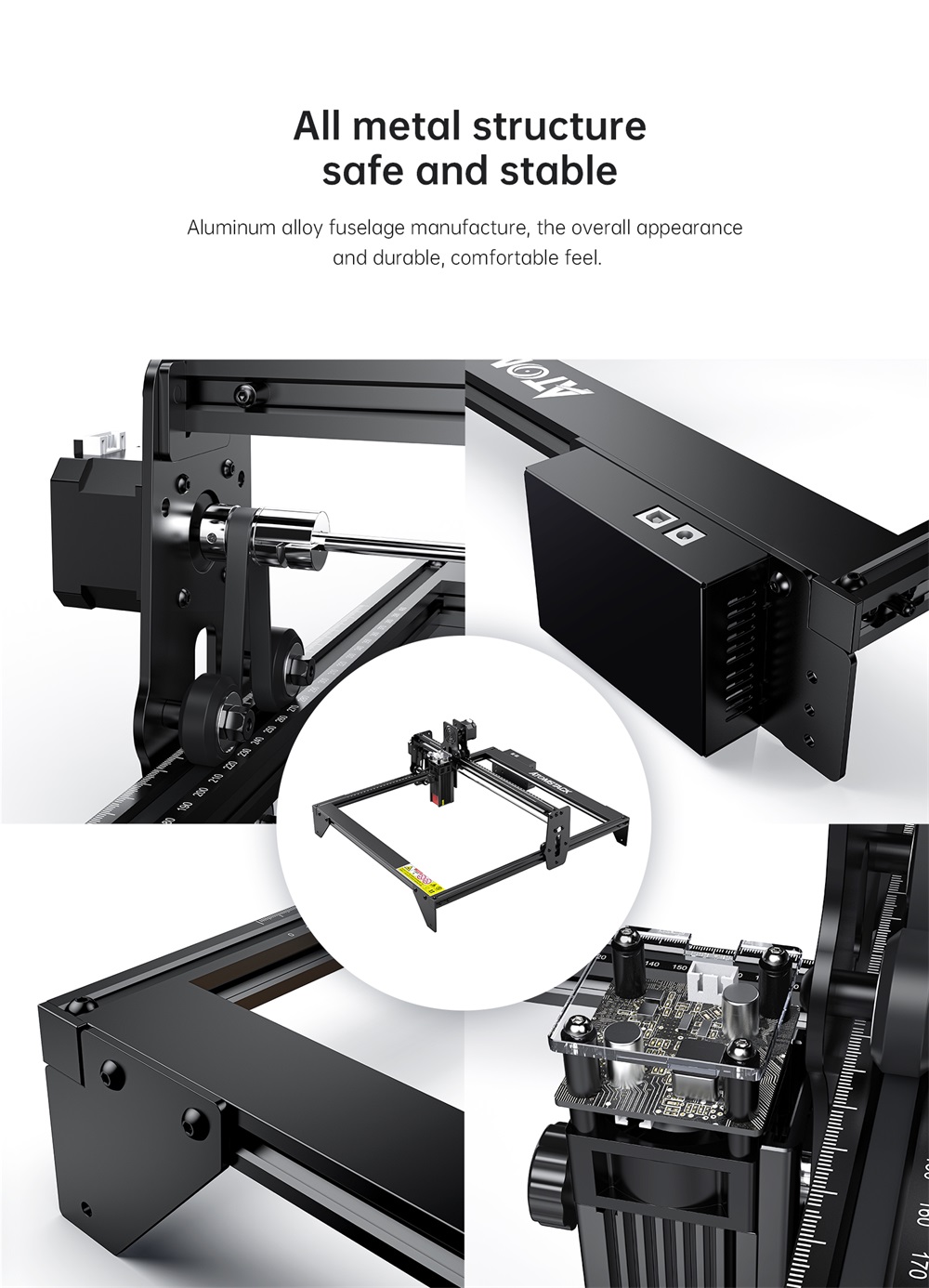 ATOMSTACK A5 M40 Laser Engraving Machine Wood Cutting Upgraded Design Desktop DIY Laser Engraver Design Support For Windows/MAC Ultra-Fine Laser Focal Area