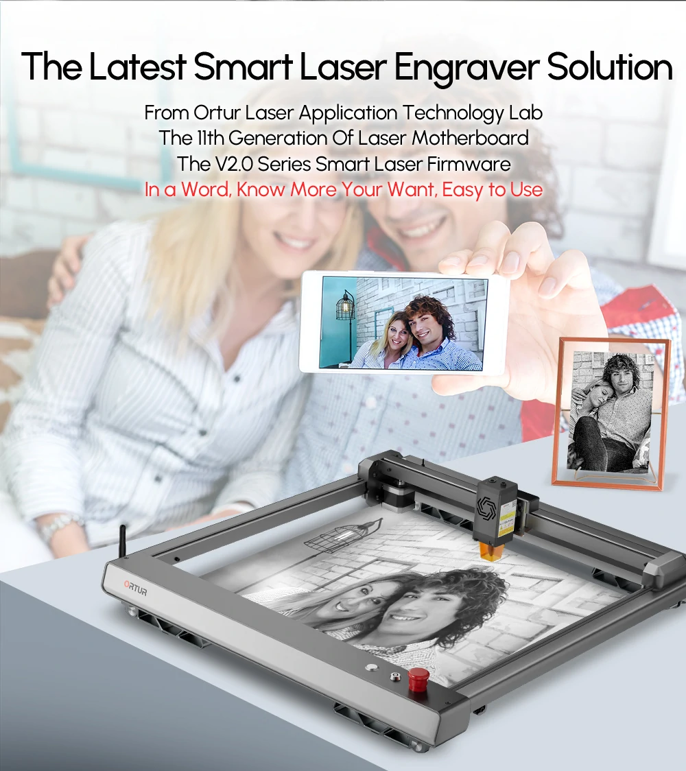 ORTUR Laser Master 3 LU2-10A Laser Engraver 10W Output Power 0.05 * 0.1mm Compressed Spot Laser Cutting Machine Add App Offline Control High Power Laser Engraver for Wood and Metal