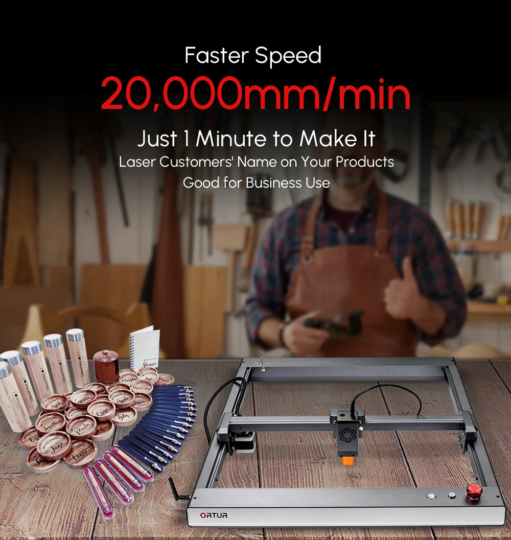 ORTUR Laser Master 3 LU2-10A Laser Engraver 10W Output Power 0.05 * 0.1mm Compressed Spot Laser Cutting Machine Add App Offline Control High Power Laser Engraver for Wood and Metal