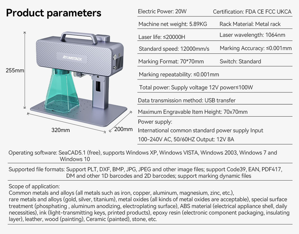 ATOMSTACK M4 Fiber Laser Engraver 12000mm/S Ultra-fast Marking Speed Portable Desktop/Handheld 2-in-1 High-Precision Industrial Grade Marking Machine