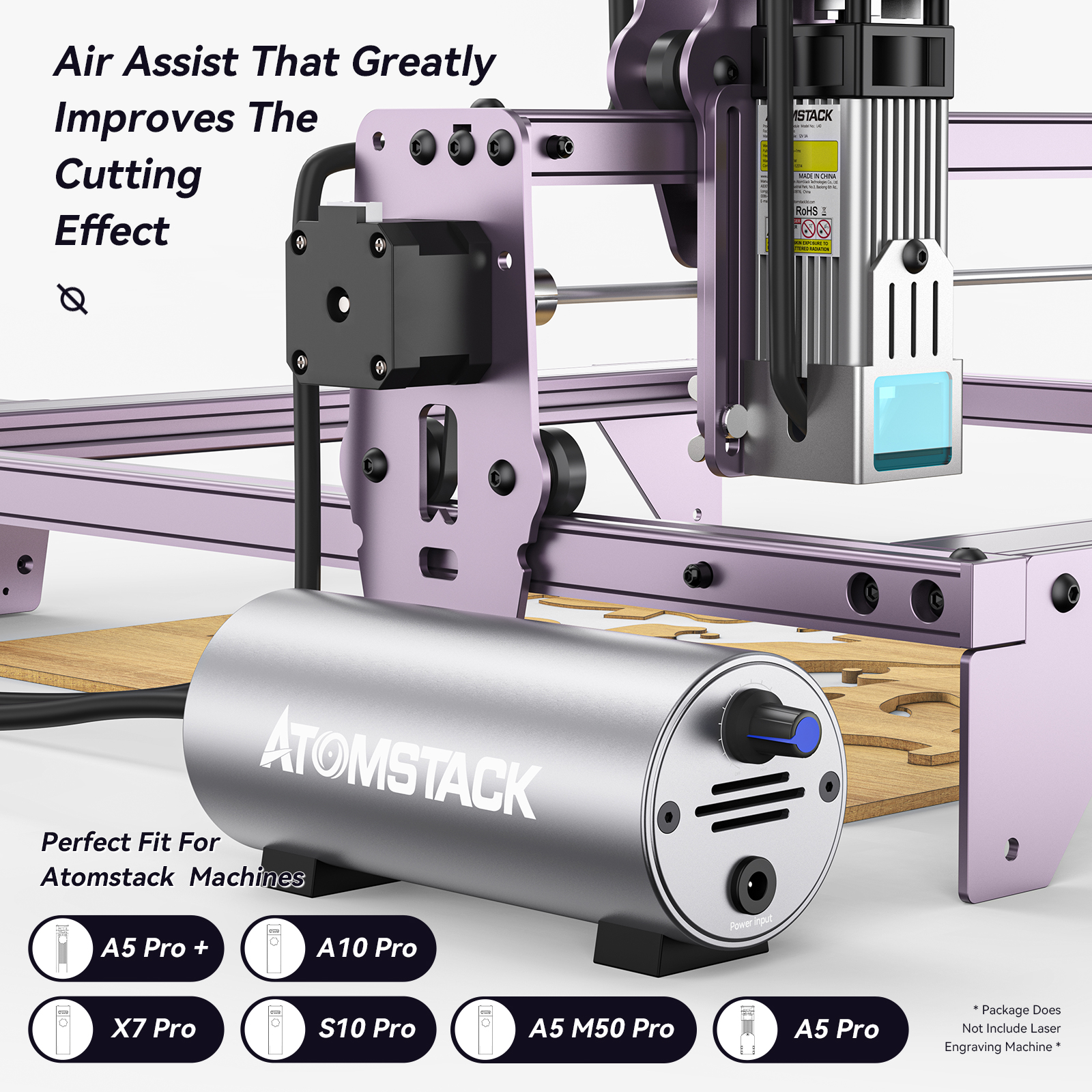 Atomstack Air Assist System for Laser Engraving Machine Laser Cutting Engraving Air-assisted Accessories Super Airflow