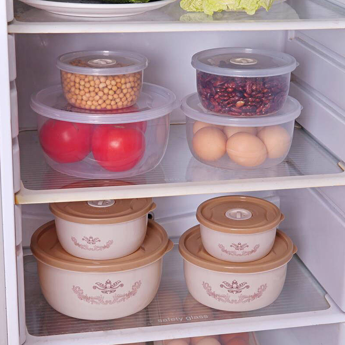 Bakeey 4 PCS Storage Box Miscellaneous Grain Storage Plastic Sealed Box Refrigerator Freshness Box