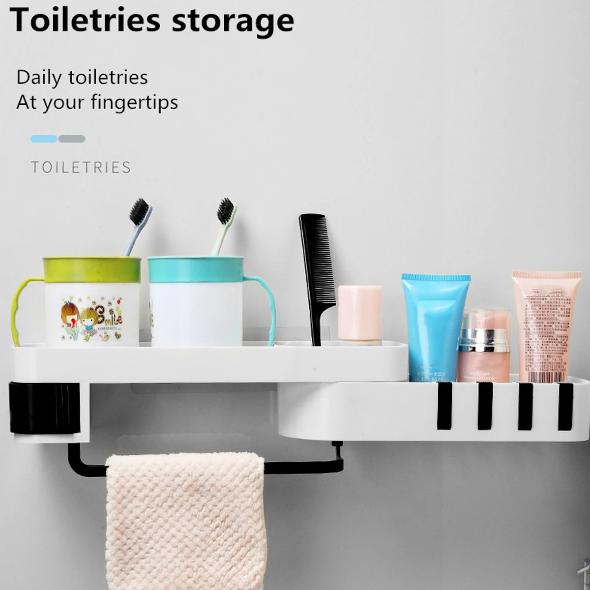 Bakeey Kitchen Storage Hollow Drain Toilet Storage Rack Bathroom Rack Seamless Rotating Shelf Wash Rack 180° Rotatable ABS