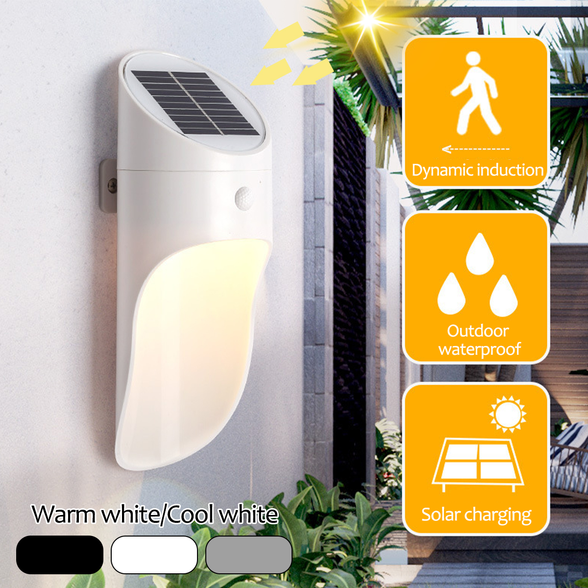 Bakeey Human Body Induction LED Solar Charging Indoor Outdoor Wall Lamps
