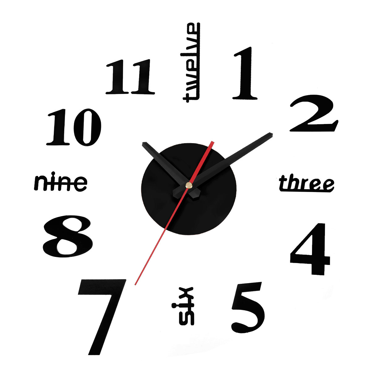 50-60CM/100-120CM 3D Vintage DIY Silent Mirror Wall Clock For Home Art Decor