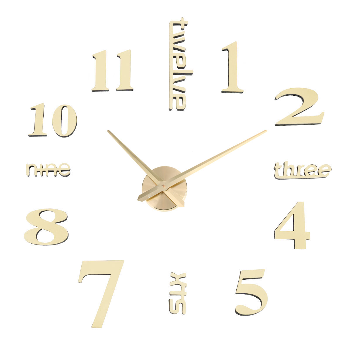 50-60CM/100-120CM 3D Vintage DIY Silent Mirror Wall Clock For Home Art Decor