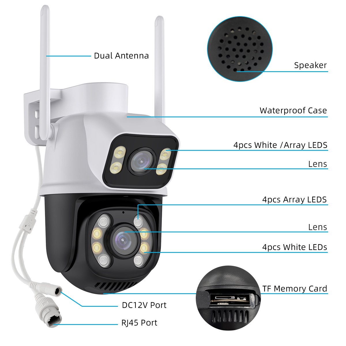3MP+3MP WiFi IP Camera 4K 6MP Wireless Security Surveillance Cameras NETIP Onvif Human Detection Home Outdoor CCTV IP Camera Dual Lens Auto Tracking