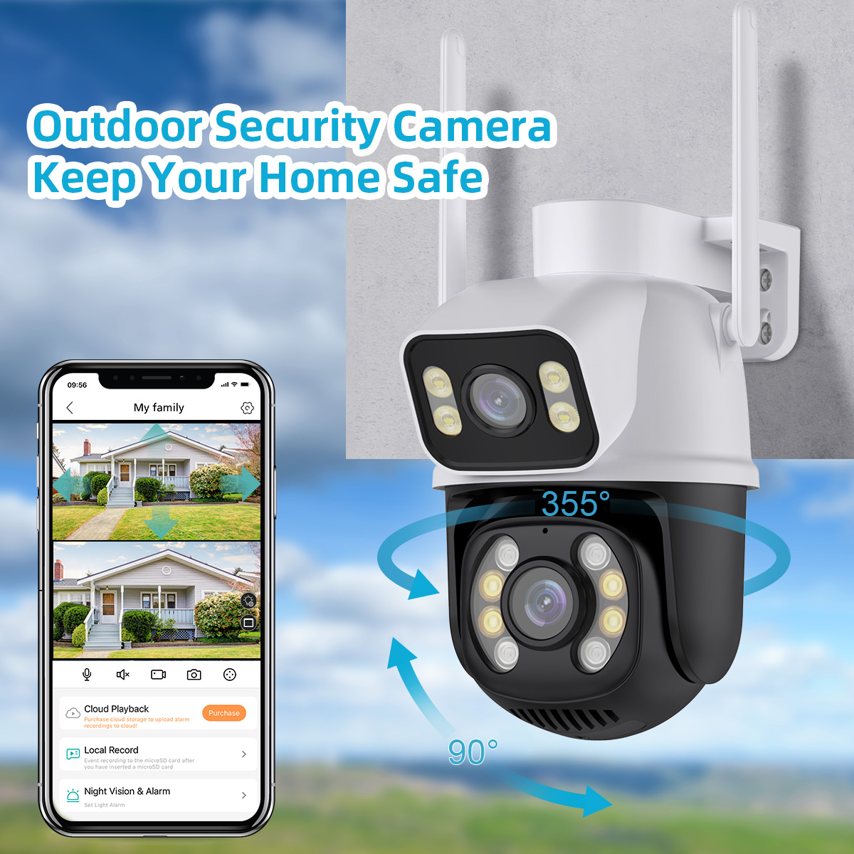 3MP+3MP WiFi IP Camera 4K 6MP Wireless Security Surveillance Cameras NETIP Onvif Human Detection Home Outdoor CCTV IP Camera Dual Lens Auto Tracking