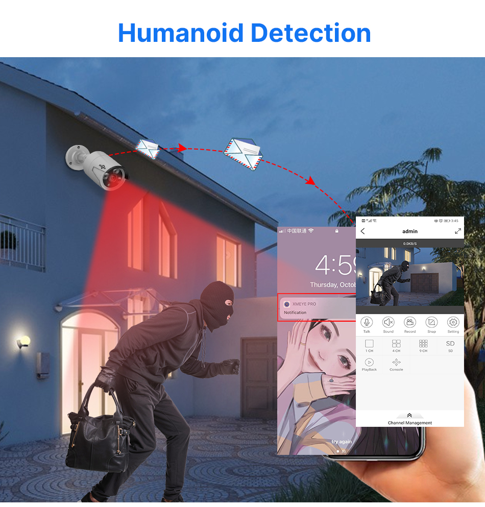 Hiseeu 4Pcs POE H.265+ Security IP Cameras 8CH 5MP NVR Camera System Support Audio Night Vision 10m IP66 Waterproof Onvif