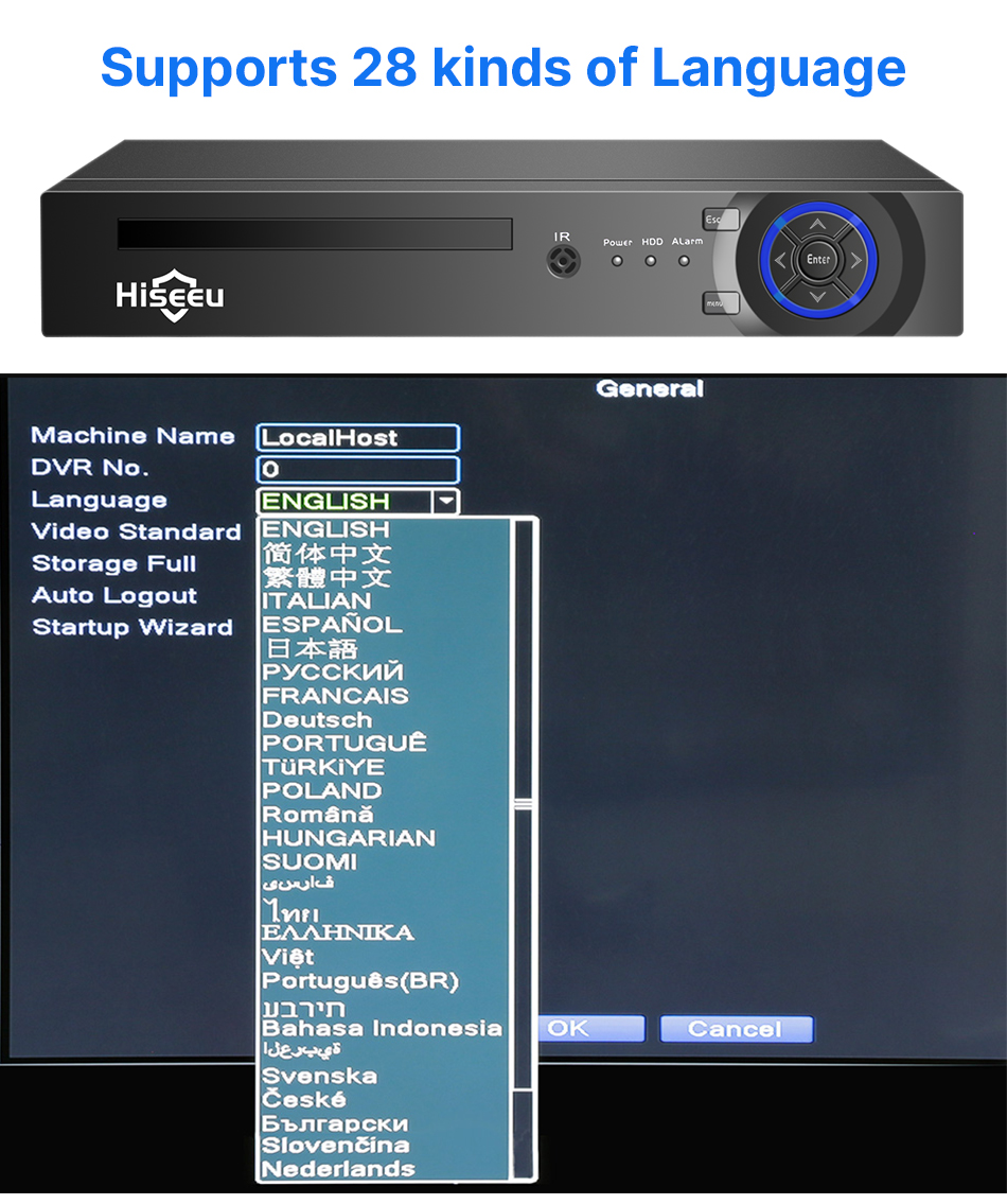 Hiseeu 4Pcs POE H.265+ Security IP Cameras 8CH 5MP NVR Camera System Support Audio Night Vision 10m IP66 Waterproof Onvif