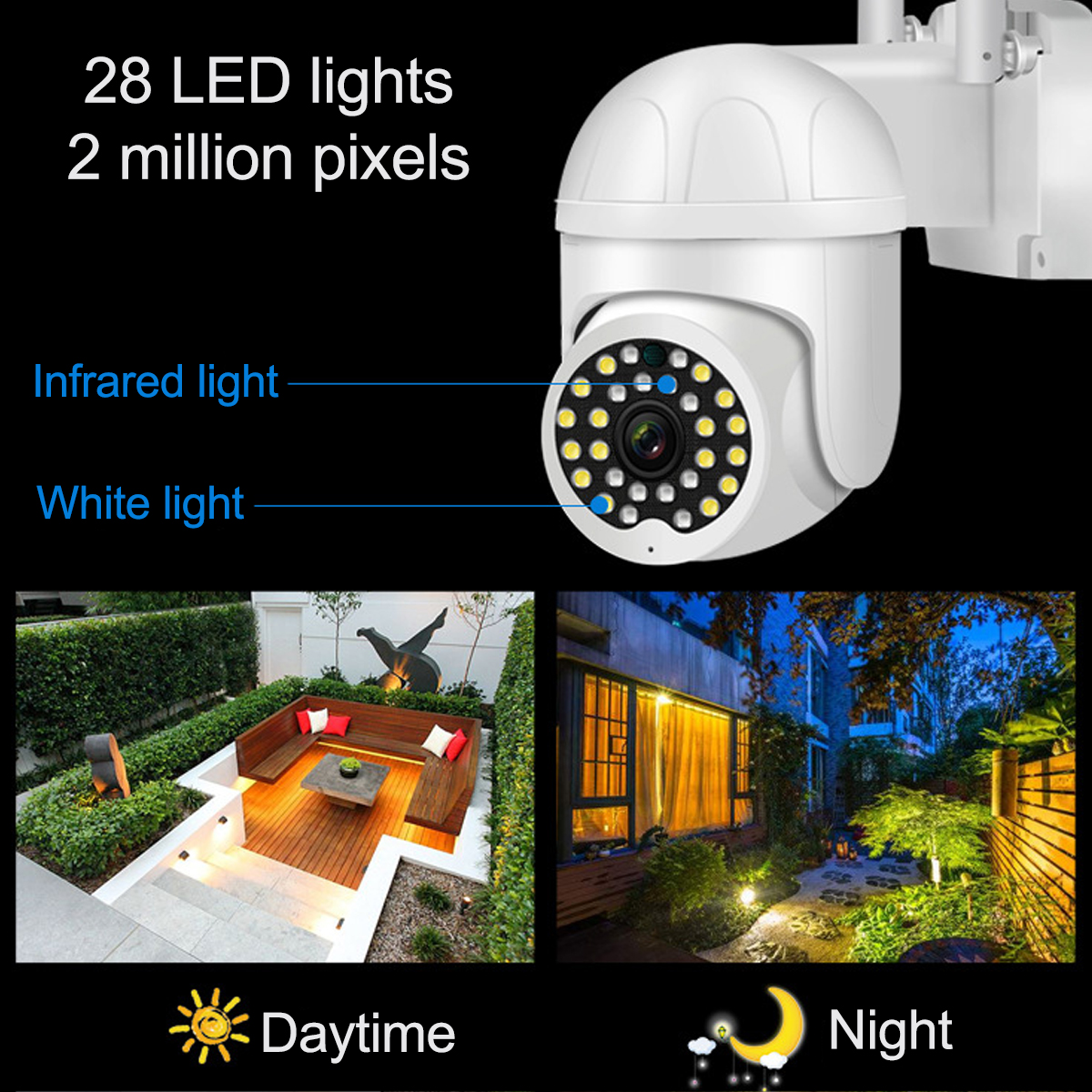 Wireless Wifi Security Camera 2MP HD Waterproof IP66 Night Vision Motion Detection Smart Alarm WIFI IP Camera Two-way Voice