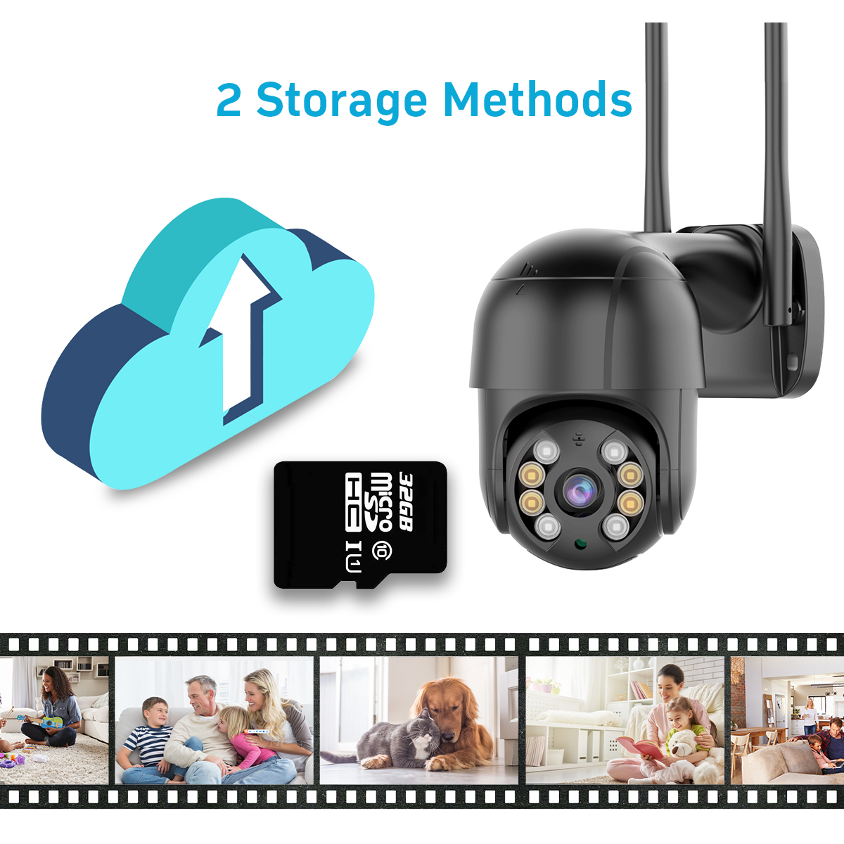 1080P Home WiFi Security Camera Wireless PTZ Night Vision Two-way Intercom APP Remote Viewing AI Alarm Push Video Playback Built-in Hotspot IP66 Waterproof Security Monitoring Camera