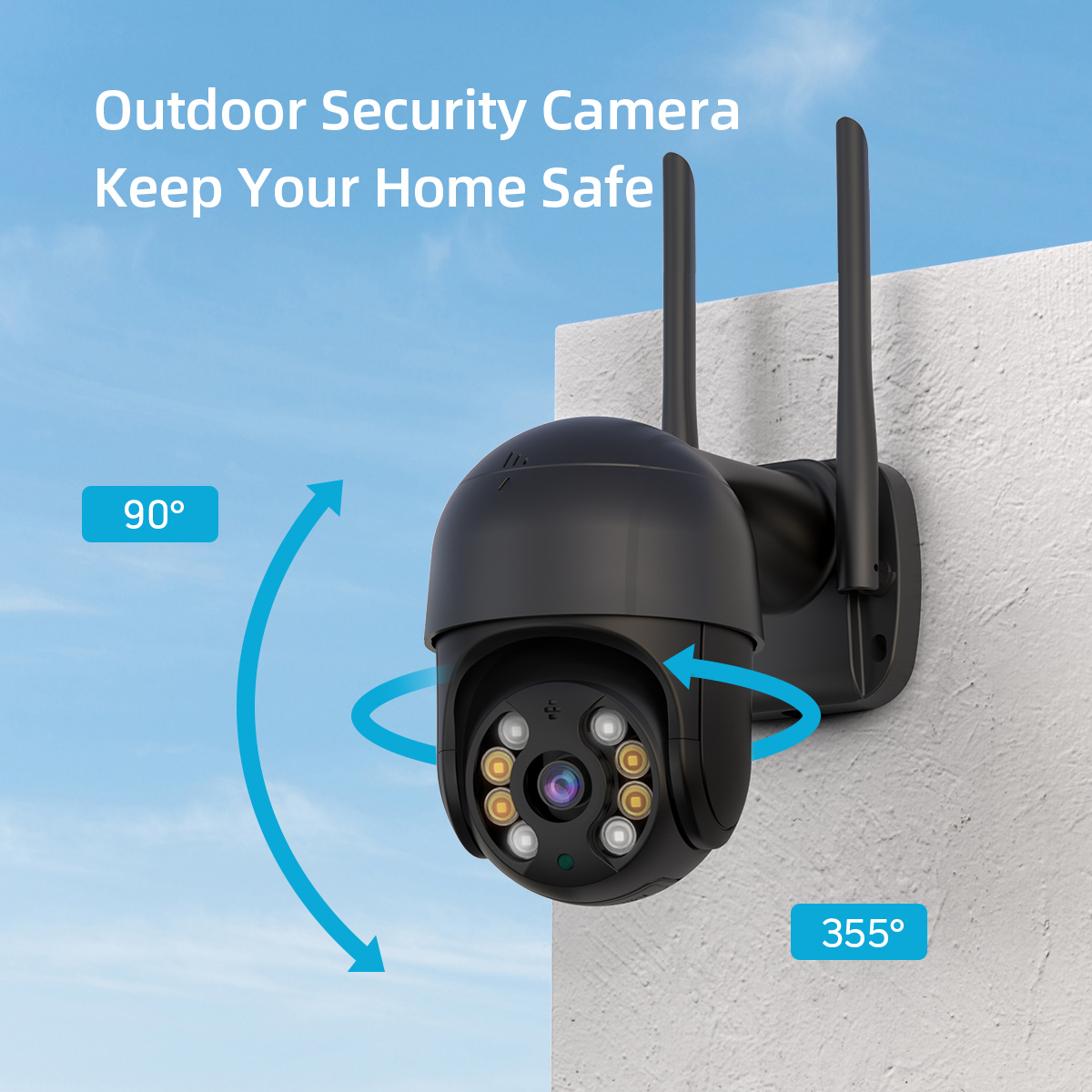 5MP WiFi Monitoring Camera Wireless PTZ Night Vision Two-way Intercom APP Remote Viewing AI Alarm Push Video Playback Built-in Hotspot IP66 Waterproof Security Home Camera