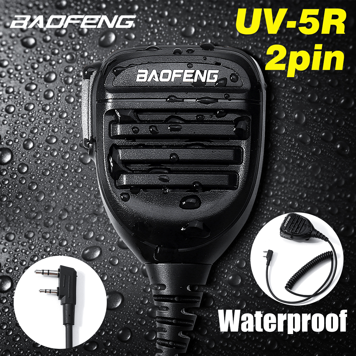 BaoFeng Replacement Cable Waterproof Hand Microphone Solid with Indicate Light Electronics Walkie Talkie Clamp Durable Parts for BF 5r