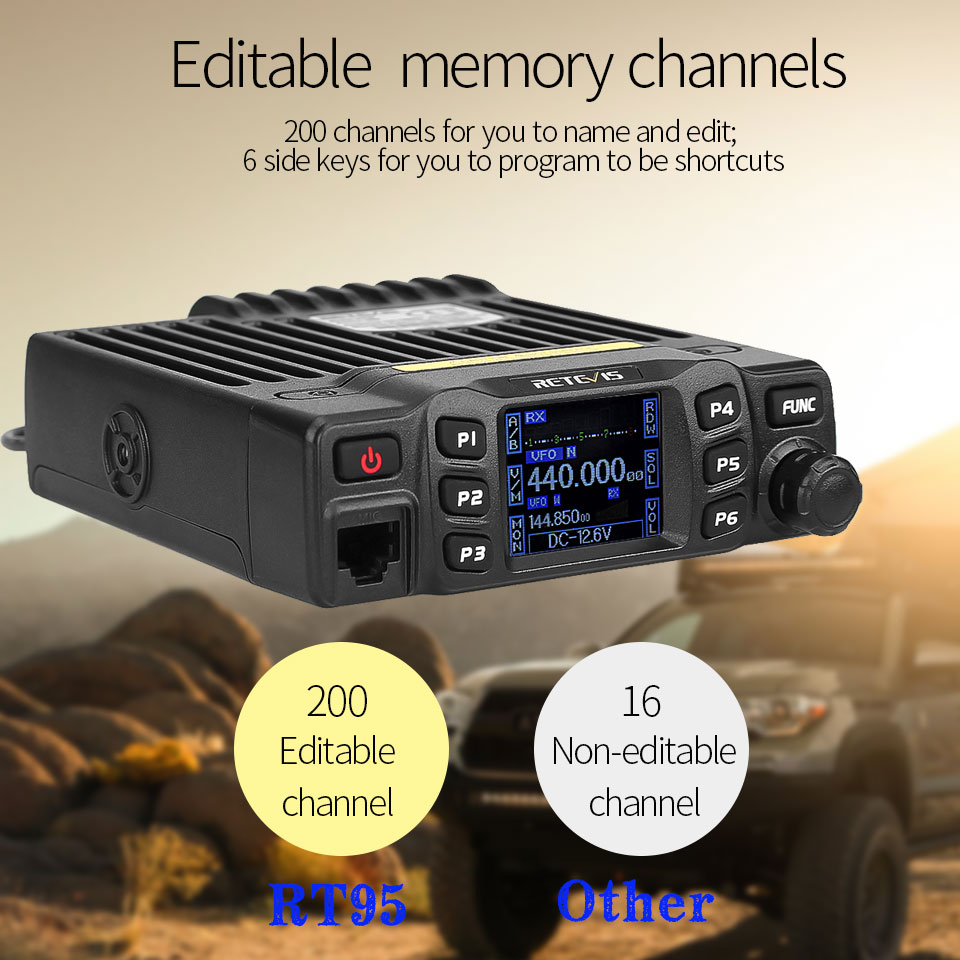 RETEVIS RT95 Car Two-Way Radio Station 200CH 25W High Power VHF UHF Mobile Radio Car Radio CHIRP Ham Mobile Radio Transceiver