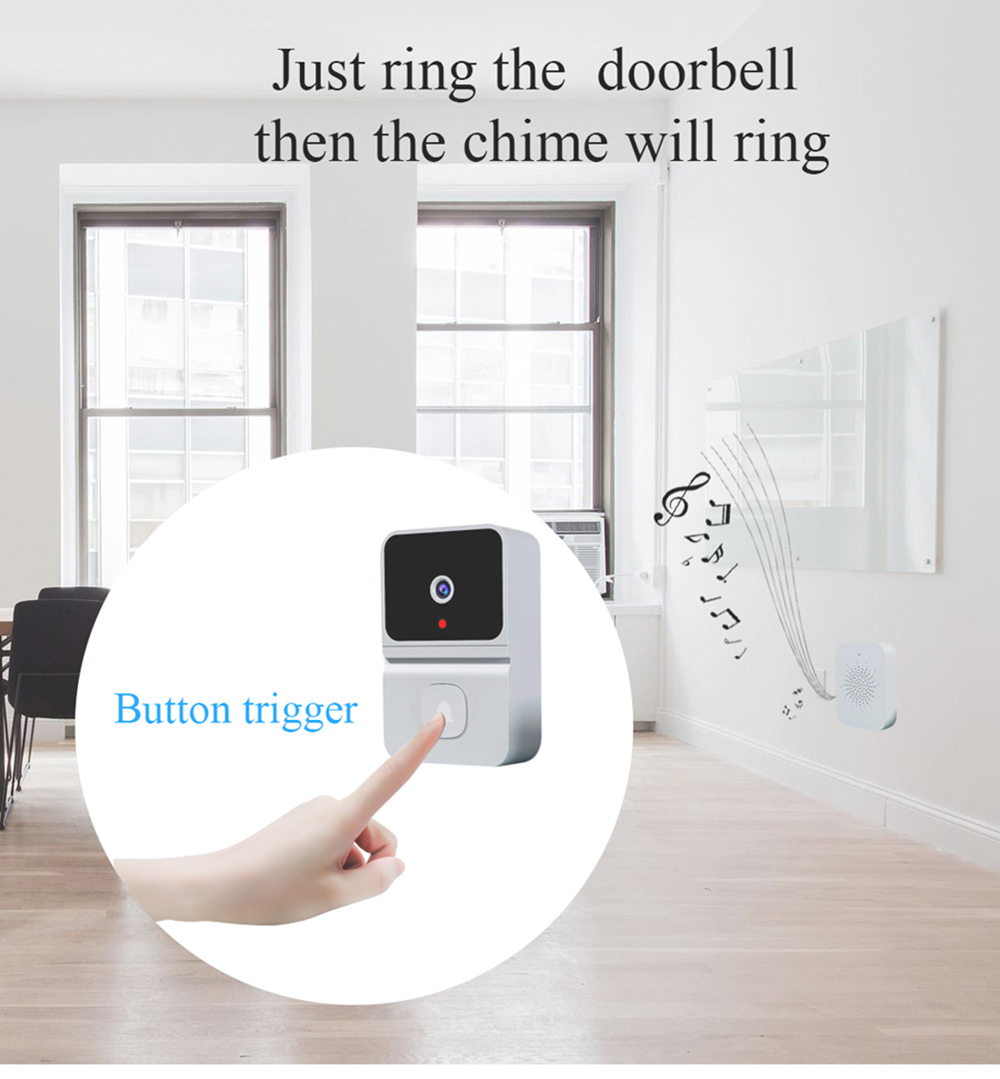 2.4G WiFi Video Doorbell Wireless HD Night Vision Remote Phone Monitoring Two-way Intercom Alarm Notification Push Motion Detection Intelligent Camera Door Bell
