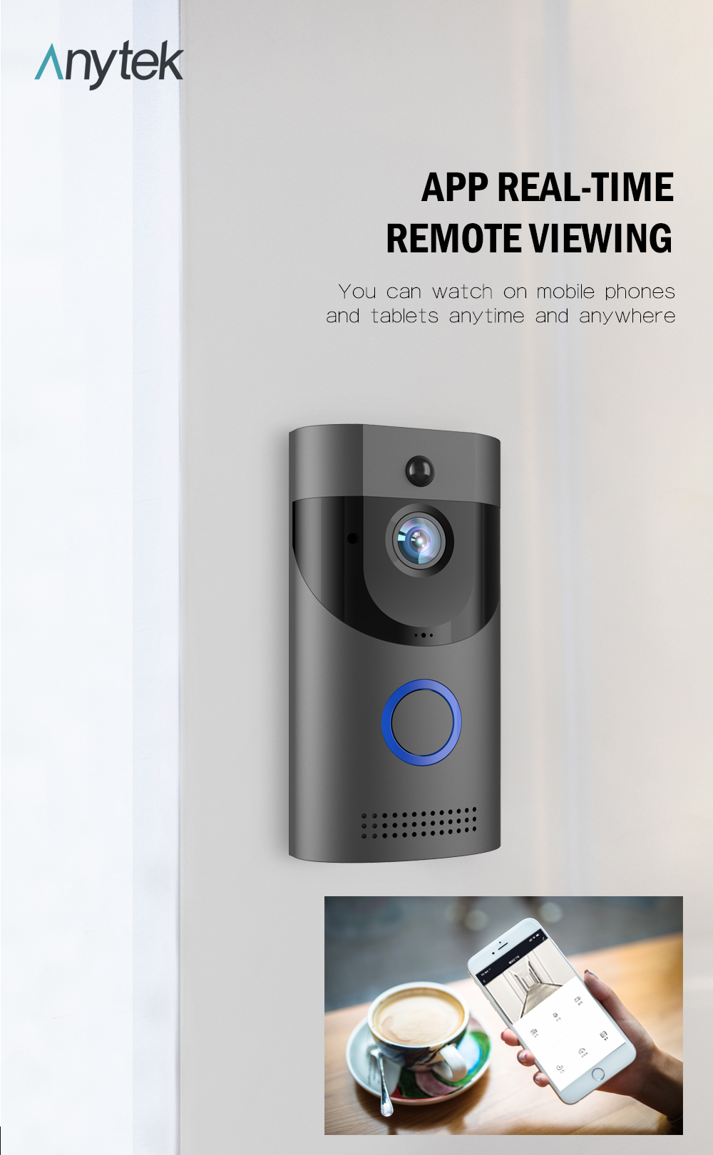 B30 Tuya 2.4G Wireless WiFi Home Intercom Doorbell IR Night Vison Two-way Talk APP Real-time Monitoring PIR Detection for Home Safety Door Bell