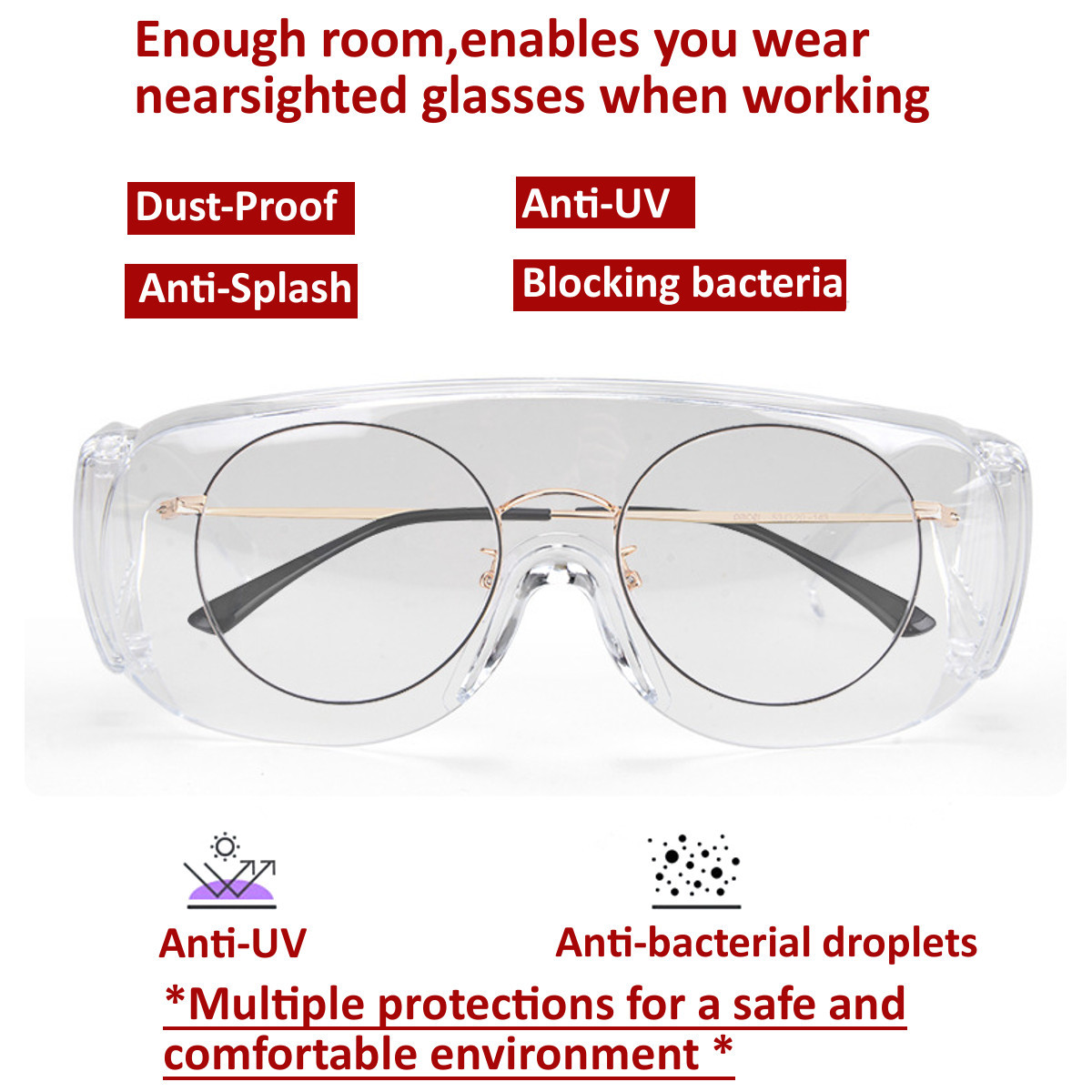 Children Adult Safety Goggles Anti Fog Dust Splash-proof Glasses Work Eye Protection