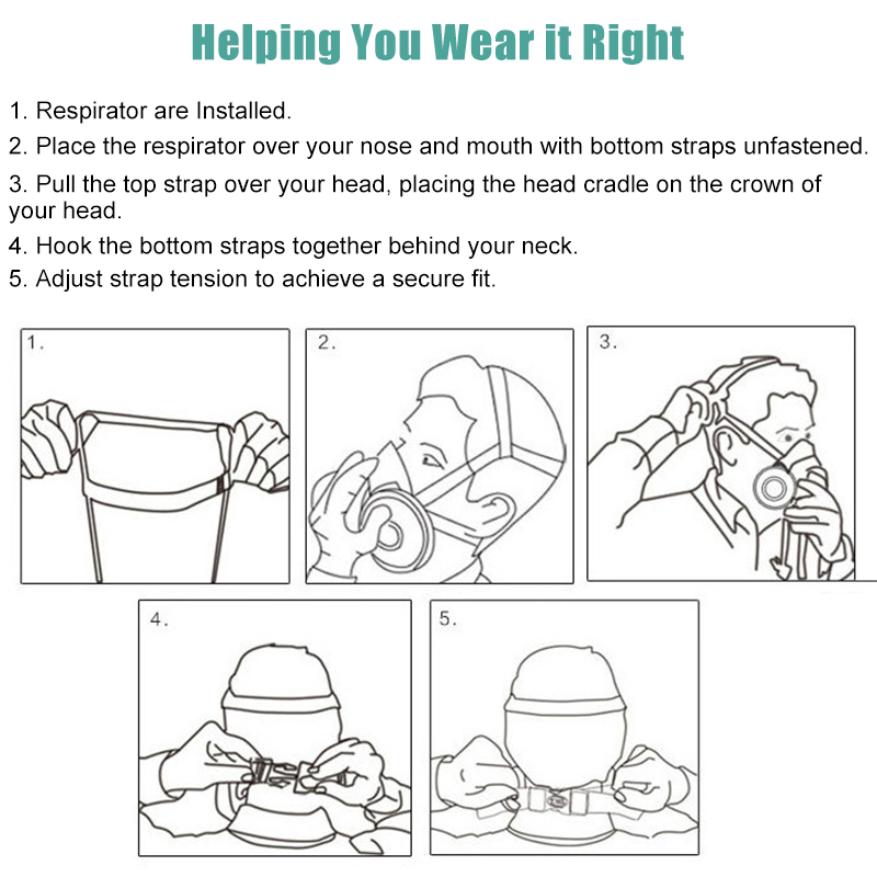 Gas Mask Full Face Dual Filters Respirator Reusable Air Spray Protective Goggles