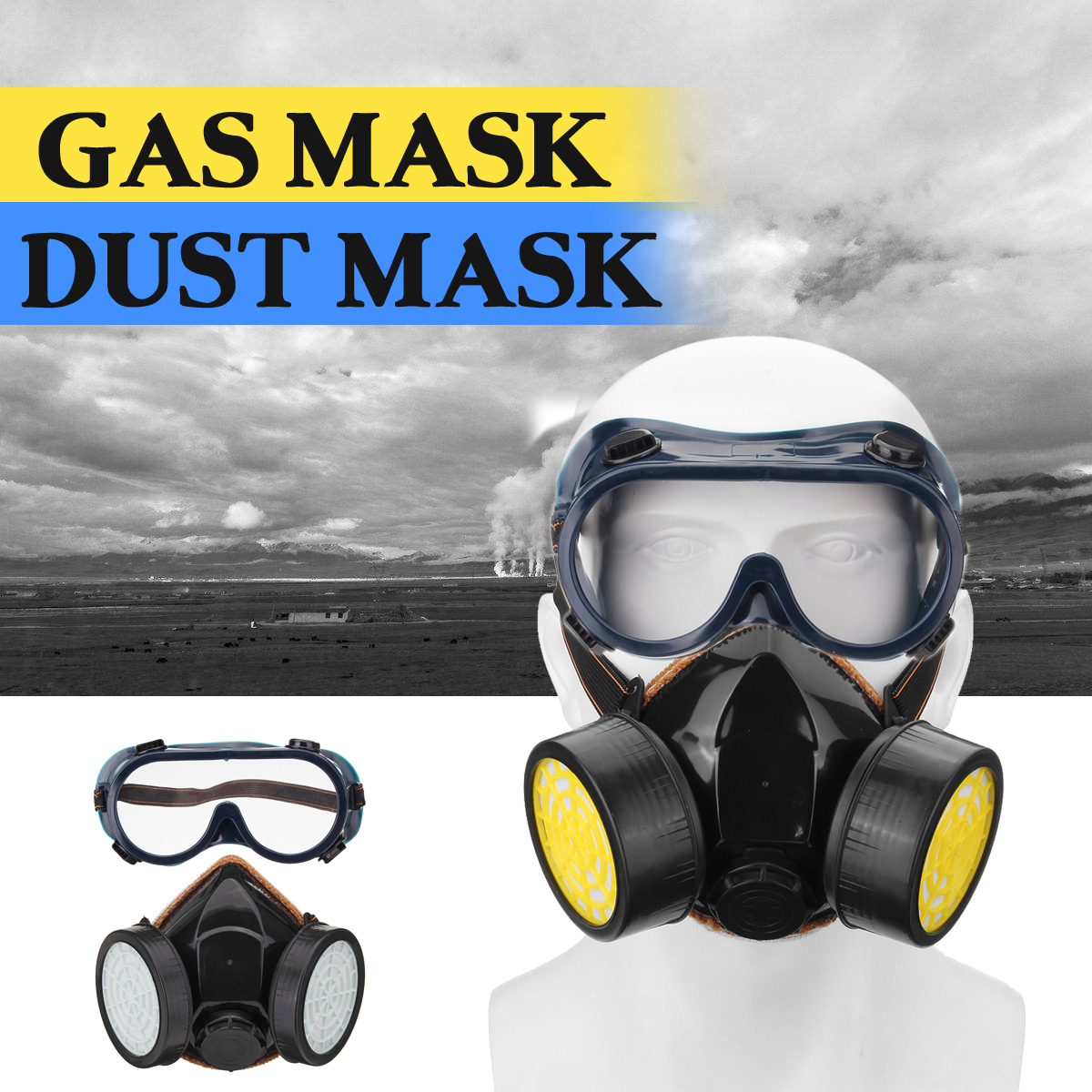 Gas Mask Protection Filter Chemical Respirator Safety Dust Mask Paint Spray Pesticide Anti Dust Respirator