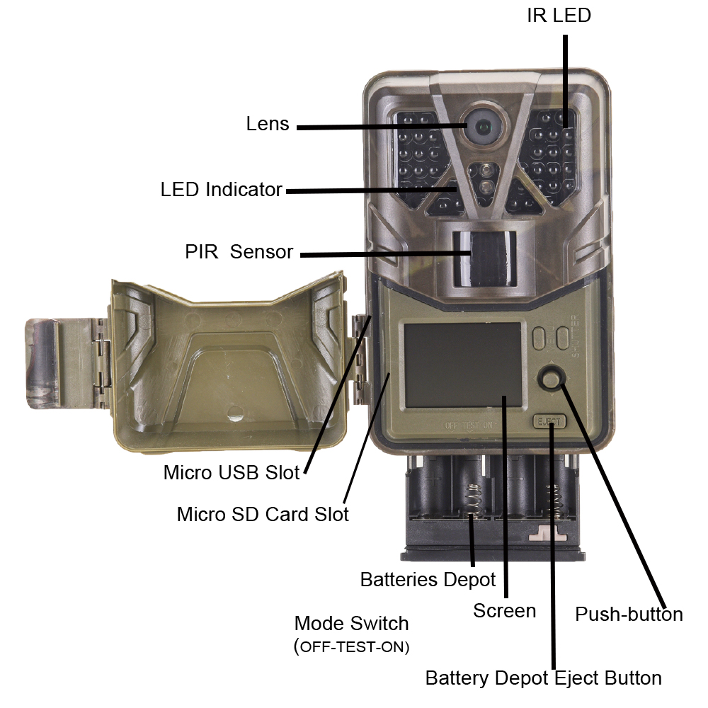SUNTEK HC-910A 36MP 2.7K Night Vision Waterproof Hunting Camera 0.2s Trigger Time IP65 Recorder Wildlife Trail Camera for Home Security Wildlife Monitoring